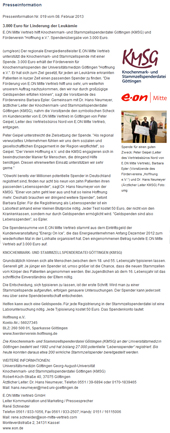 Presseinformation Nr. 019 vom 08. Februar 2013 der UMG (Universitätsmedizin Göttingen)